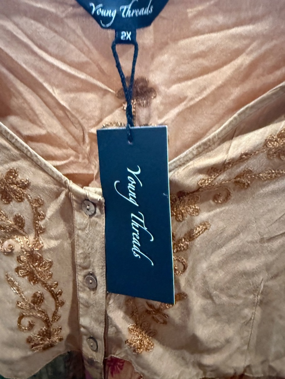 Young Threads 2X Boho TOP BLOUSE NWT - Picture 2 of 2